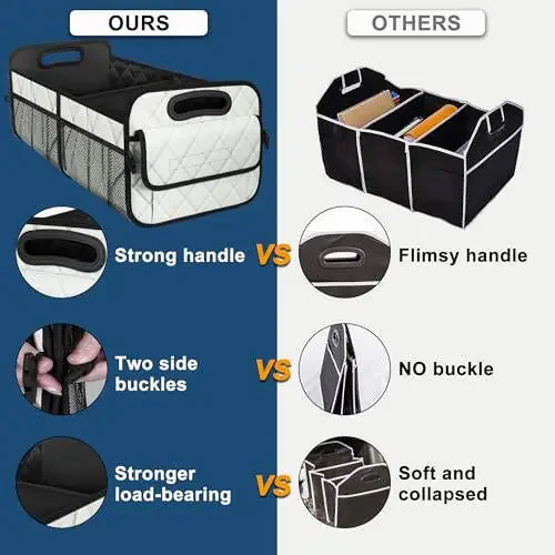 Deosk Car Trunk Organzier and Storage with 6 Big Pocket,Car Accessories for Women/Men 70L Waterproof Polyester Trunk Organzier for Car/SUV/Minivan/Truck(Large, Beige) - 5