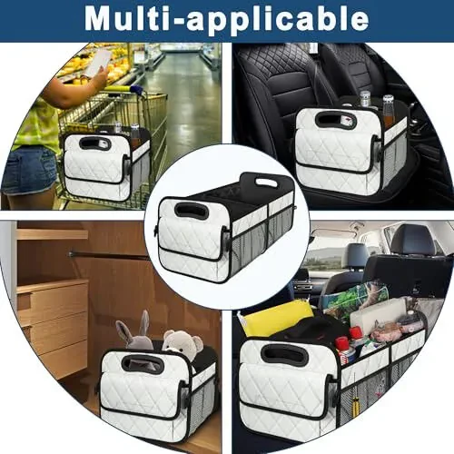 Deosk Car Trunk Organzier and Storage with 6 Big Pocket,Car Accessories for Women/Men 70L Waterproof Polyester Trunk Organzier for Car/SUV/Minivan/Truck(Large, Beige) - 7