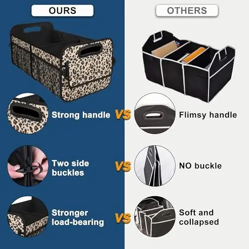 Deosk Car Trunk Organzier for suv,Car Organziers and Storage with 6 Big Pocket for Women/Men 50L Waterproof Polyester Trunk Organzier for Minivan/Truck(Medium,Leopard print) - DEOSK (1)