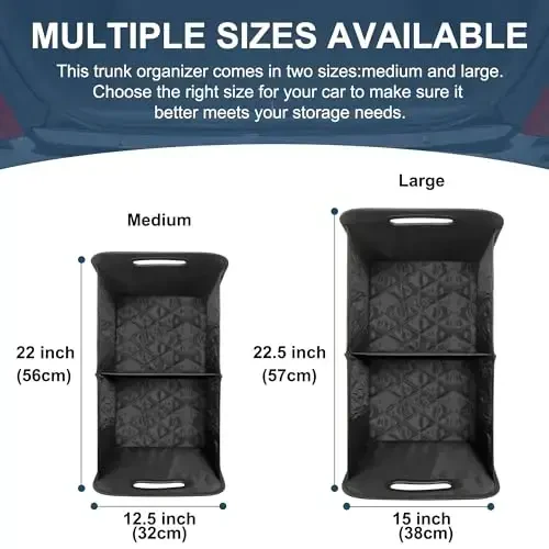 Deosk Car Trunk Organzier va 6 ta katta cho'ntagi bo'lgan saqlash joyi, Ayollar/erkaklar uchun avtomobil aksessuarlari 70L suv o'tkazmaydigan polyester avtomobil/SUV/Miniven/Yuk mashinasi uchun bagaj (Katta, pushti) - 3