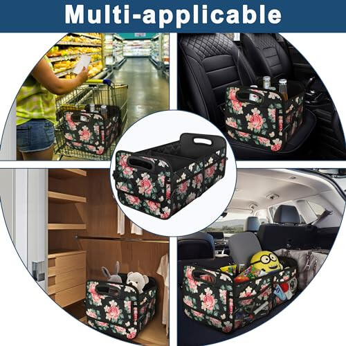 Deosk Trunk Organizer and Storage with Reinforced Handles,Car Accessories for Women/Men 50L Waterproof Polyester Trunk Organzier for Car/SUV/Minivan/Truck(Medium, Floral) - 6
