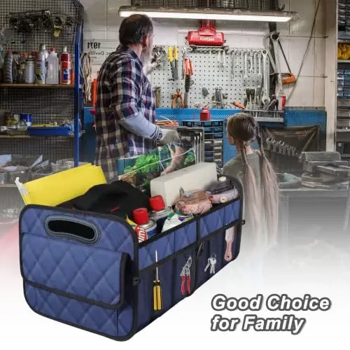 Deosk Car Trunk Organizer for SUV, Car Organizers and Storage with Reinforced Handles, Car Accessories for Women/Men 50L Waterproof Polyester Trunk Organizer(Medium, Dark Blue) - 5