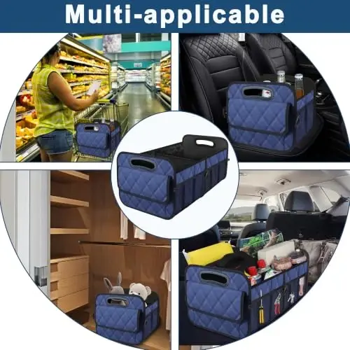 Deosk Car Trunk Organizer for SUV, Car Organizers and Storage with Reinforced Handles, Car Accessories for Women/Men 50L Waterproof Polyester Trunk Organizer(Medium, Dark Blue) - 6