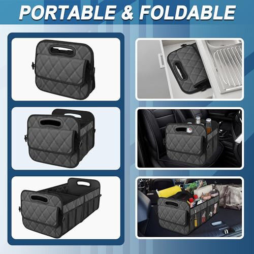 Deosk Trunk Organziers and Storage with Reinforced Handles,Car Accessories for Women/Men 50L Waterproof Polyester Trunk Organzier for Car/SUV/Minivan/Truck(Medium,Charcoal) - 4