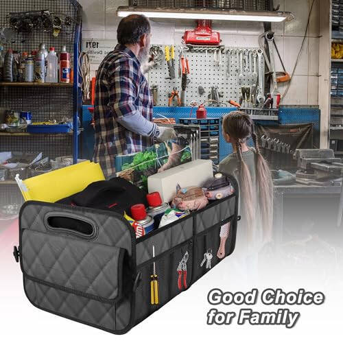 Deosk Trunk Organziers and Storage with Reinforced Handles,Car Accessories for Women/Men 50L Waterproof Polyester Trunk Organzier for Car/SUV/Minivan/Truck(Medium,Charcoal) - 5