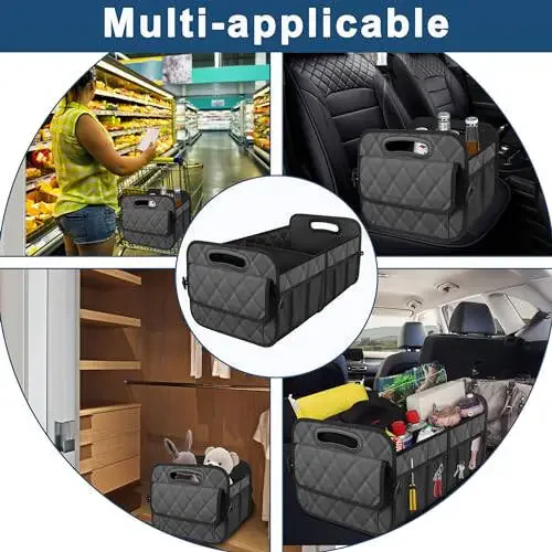 Deosk Car Trunk Organzier for suv,Car Organziers and Storage with 6 Big Pocket,Car Accessories for Women/Men 50L Waterproof Polyester Trunk Organzier for Car/SUV/Minivan/Truck(Medium,Charcoal) - 6