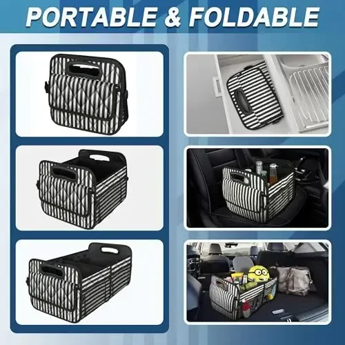 Deosk Car Trunk Organizer for SUVs, Cars and Trucks with 6 Big Pockets, Waterproof Polyester Storage Box - 4