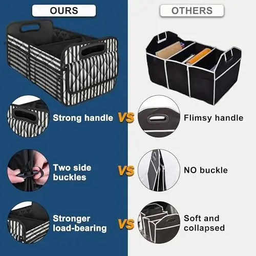 Deosk Trunk Organziers and Storage with Reinforced Handles,Car Accessories for Women/Men 50L Waterproof Polyester Trunk Organzier for Car/SUV/Minivan/Truck(Medium,Stripe) - DEOSK (1)
