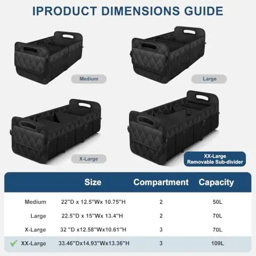 Deosk Trunk Organizer for SUV,Foldable & Sturdy Large Capacity Car Accessories for Women/Men,109L(XXL-Black) - Deosk (1)