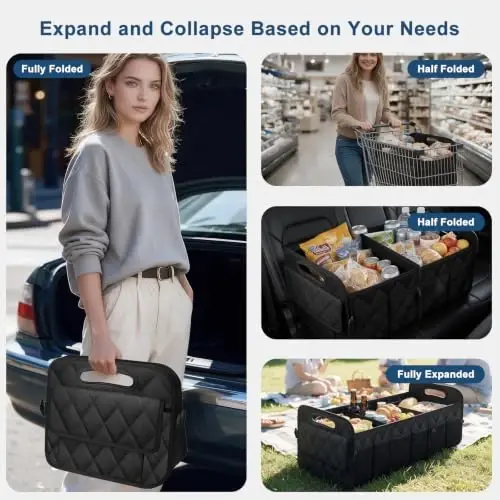 Deosk Trunk Organizer for SUV,Foldable & Sturdy Large Capacity Car Accessories for Women/Men,109L(XXL-Black) - 3