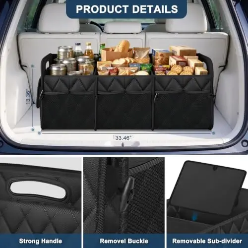 Deosk Trunk Organizer for SUV,Foldable & Sturdy Large Capacity Car Accessories for Women/Men,109L(XXL-Black) - 5