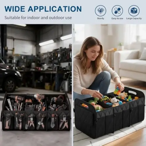 Deosk Trunk Organizer for SUV,Foldable & Sturdy Large Capacity Car Accessories for Women/Men,109L(XXL-Black) - 6