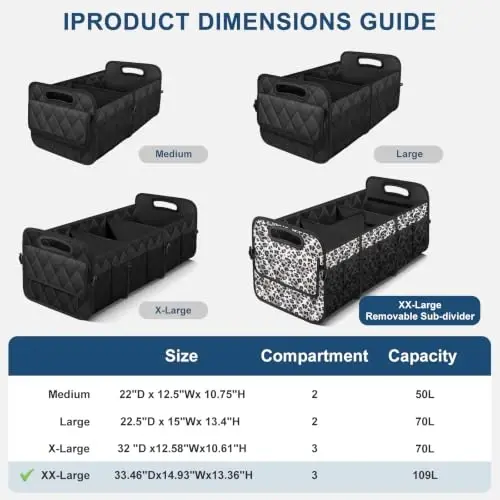 Deosk Trunk Organizer for SUV,Foldable & Sturdy Large Capacity Car Accessories for Women/Men,109L(XXL-Leopard print) - Deosk (1)