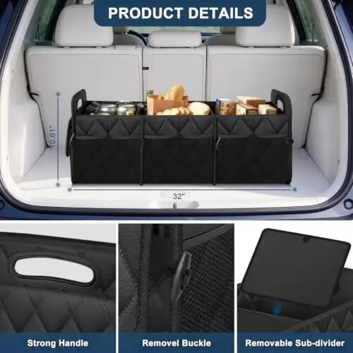 Deosk Trunk Organizer for SUV,Foldable & Sturdy Large Capacity Car Accessories for Women/Men,70L(XL-Black) - 5