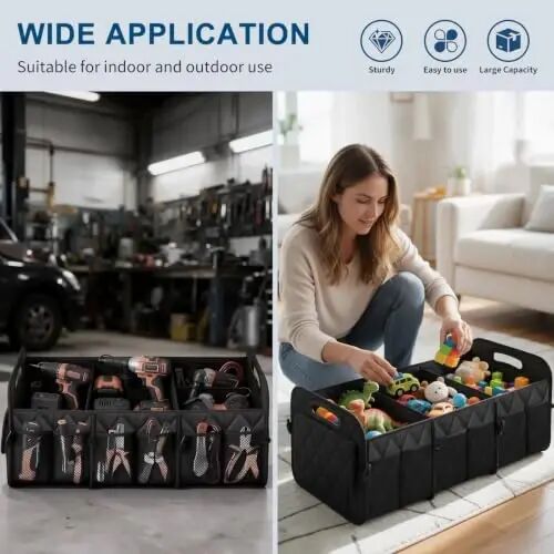 Deosk Trunk Organizer for SUV,Foldable & Sturdy Large Capacity Car Accessories for Women/Men,70L(XL-Black) - 6