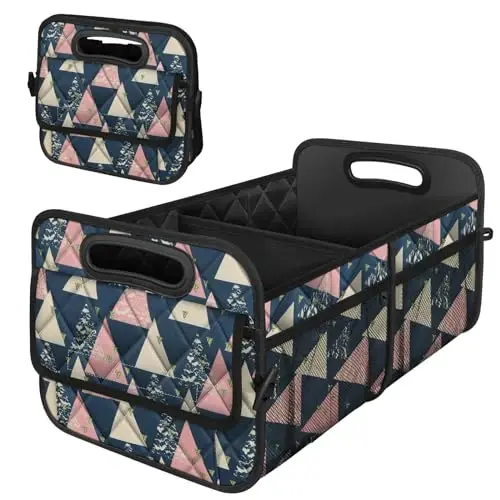 Deosk Trunk Organzier and Storage with 6 Big Pocket,Car Accessories for Women/Men 50L Waterproof Polyester for Car/SUV/Minivan/Truck(Medium, Triangle) - 1