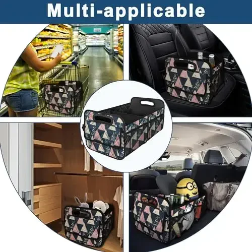 Deosk Trunk Organzier and Storage with 6 Big Pocket,Car Accessories for Women/Men 50L Waterproof Polyester for Car/SUV/Minivan/Truck(Medium, Triangle) - 6