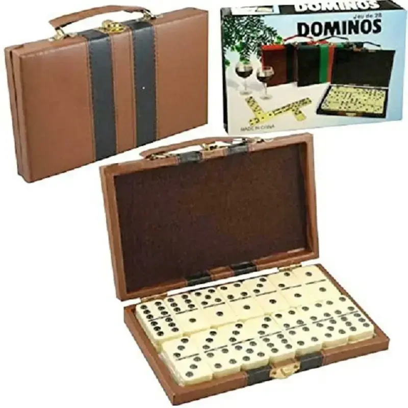 Dependable Industries Domino Double Six - Ivory and Black Tile with Metal Spinners in Deluxe Travel Case Adults and Teens Dominoes - 5