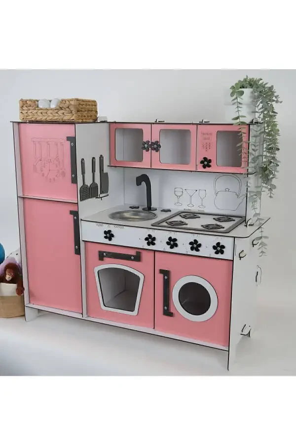 Деревянная Игрушечная Кухня с Холодильником - 40