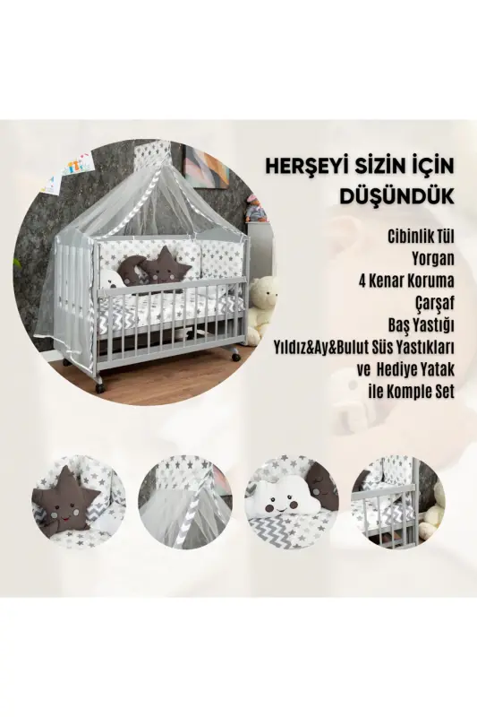 Деревянная кроватка МДФ, приставная, 60x120 4 уровня, лакированная - 2