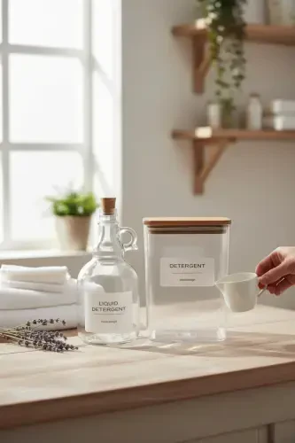 Деревянная Крышка Для Порошкового Стирального Порошка 2000 мл Жидкое Моющее Средство Грибная Крышка 1000 мл-DETERGENT - 3