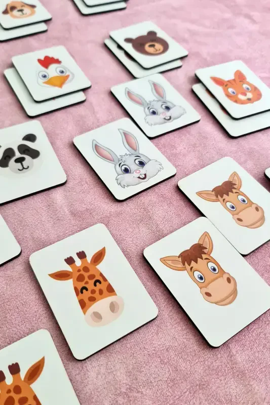 Деревянные иконические животные, игра на сопоставление, развивающие карточки, учебный материал для дошкольного образования - иконические животные. - METAFORTOYS