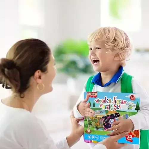 Деревянные пазлы для детей 3-5 лет, набор из 4 штук: динозавр, космос, транспорт, деревянные пазлы для малышей, развивающие игрушки для мальчиков и девочек 2 3 4 5 6 лет - 7