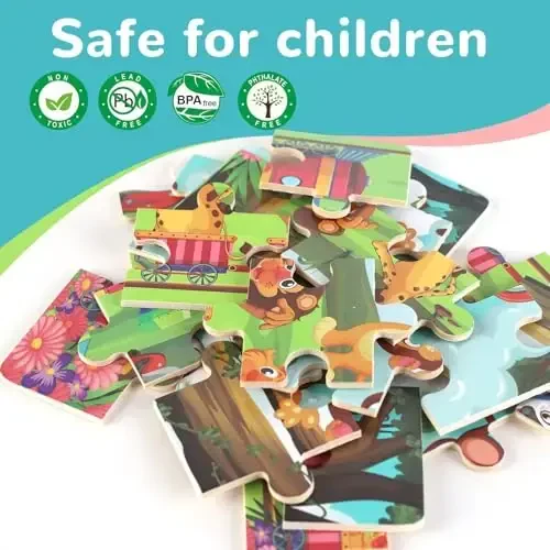 Деревянные развивающие пазлы для дошкольников 3-5 лет, набор из 4 штук по 20 деталей: динозавры, космос, транспорт, деревянные пазлы, головоломки для малышей, подарки для мальчиков и девочек 3 4 5 6 лет - 4