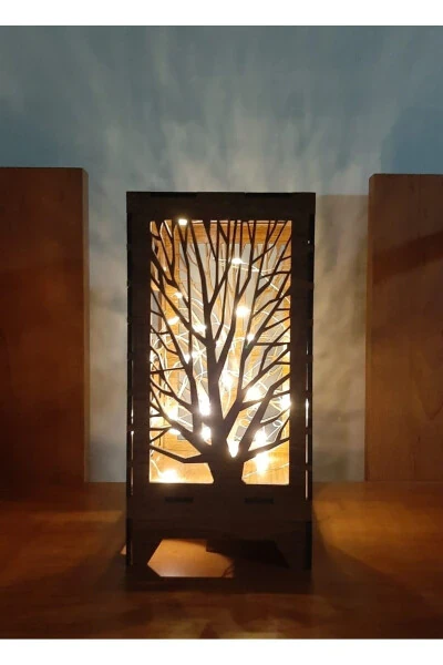 Деревянный абажур декоративный мини-дизайн по индивидуальному заказу деревянный абажур настольный декор с батарейным питанием фея светодиодный кошка и дерево рисунок - DDPEST (1)