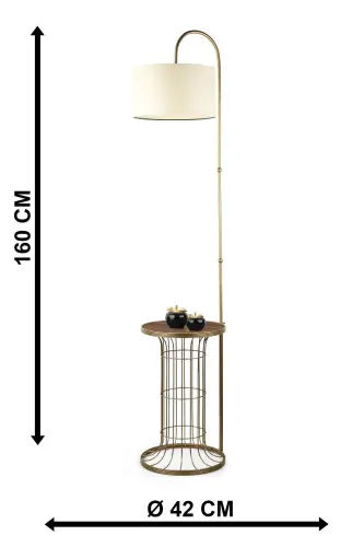 Деревянный торшер Cemre состаренного грецкого ореха с кремовым абажуром - состаренный - 5