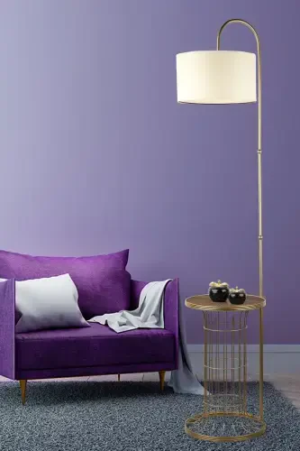 Деревянный торшер Cemre состаренного грецкого ореха с кремовым абажуром - состаренный - 2