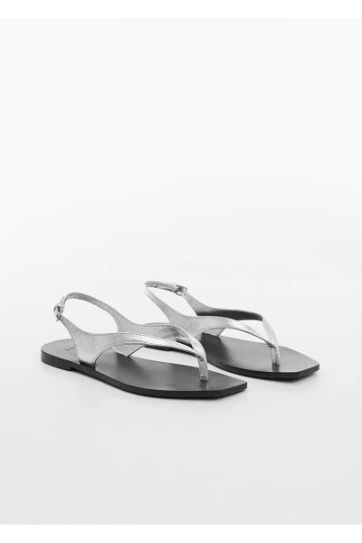 Deri bantlı sandalet - MANGO