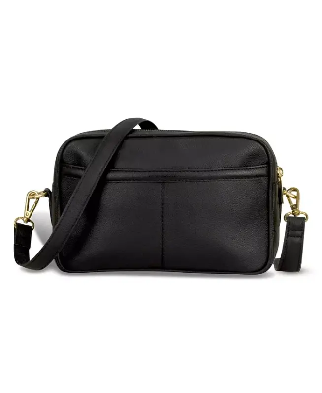 Leather Double-Zip Shoulder Bag - Black - 3