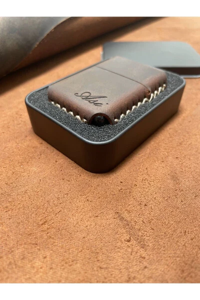 Leather Handmade El Yapımı Hakiki Deri Çakmak Benzinli Deri Çakmak Kılıfı-TABA - OVERCRAFT