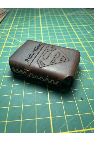 Leather Handmade El Yapımı Hakiki Deri Zippo Çakmak Benzinli İSİM ŞEKİL LOGO YAZILIR-KAHVERENGİ - Modazone (1)