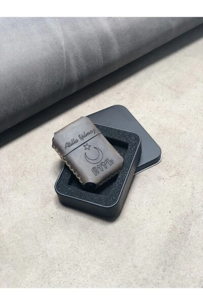 Leather Handmade El Yapımı Hakiki Deri Zippo Çakmak Benzinli Deri Çakmak Kılıfı-GRİ - Modazone