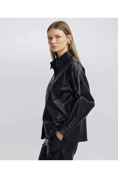 Deri görünümlü gömlek - İPEKYOL (1)