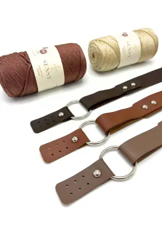 Deri Halkalı Tek Çanta Sapı 72 Cm Haki-Haki - 4