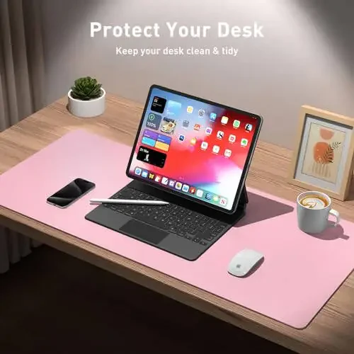 Aothia Leather Desk Pad Protector, Mouse Pad, Office Desk Mat, Non-Slip PU Leather Desk Blotter, Laptop Desk Pad, Waterproof Desk Writing Pad for Office and Home (31.5