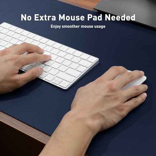 Aothia Leather Desk Pad Protector, Mouse Pad, Office Desk Mat, Non-Slip PU Leather Desk Blotter, Laptop Desk Pad, Waterproof Desk Writing Pad for Office and Home(Dark Blue,31.5