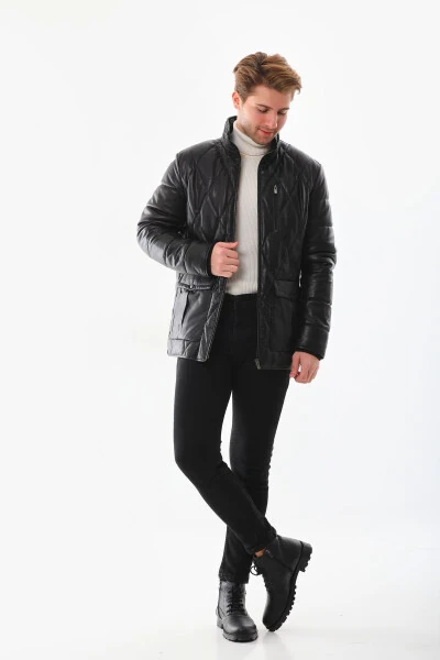 Erkek Şişme Deri Kaban - Metins Leather