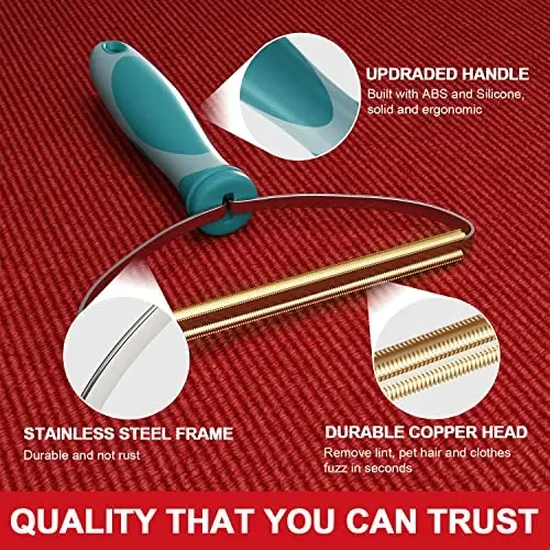 Dog Cat Hair Remover for Deep Cleaning, Lint Cleaner Pro, Pet Fur Removal Tool, Portable Carpet Scraper Rake, Fuzz Hairball Shaver Brush for Carpet, Car Mat, Couch, Pet Bed, Furniture, Rug - 5