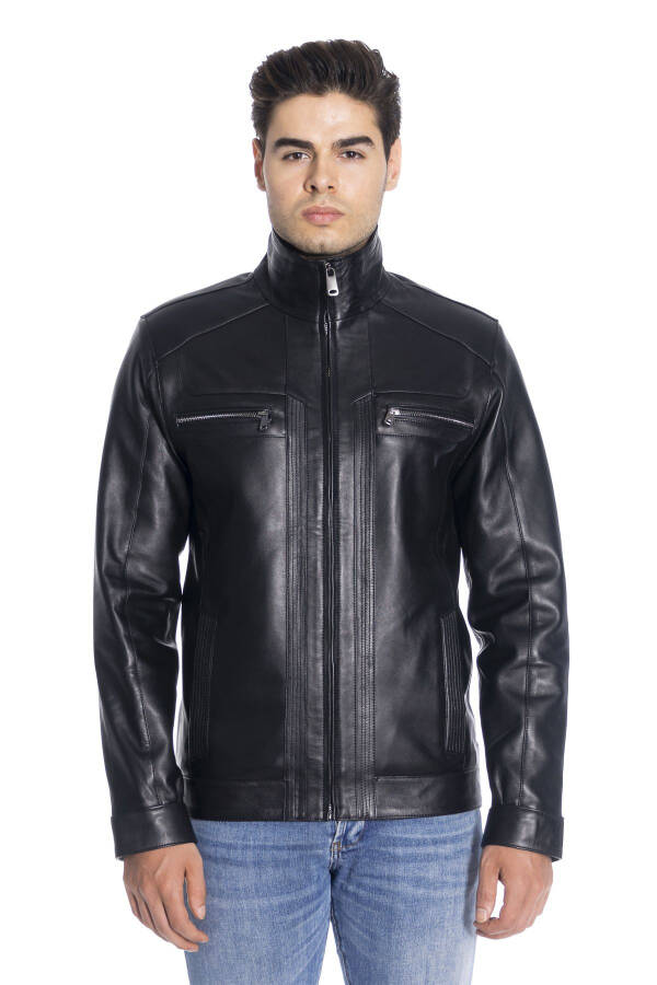 Derinss Der166 Genuine Leather Men's Black Jacket - 20