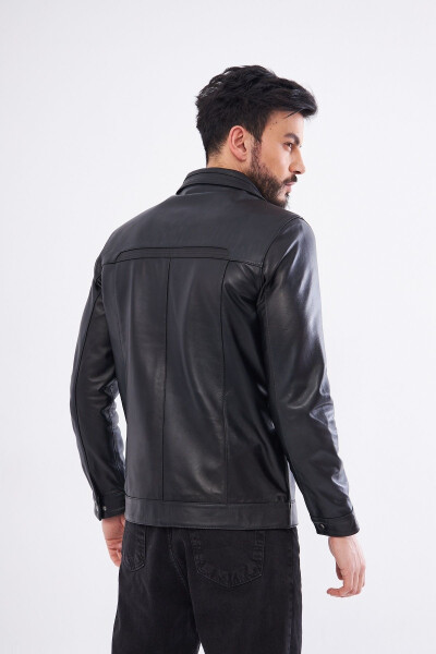 Derinss Der166 Genuine Leather Men's Black Jacket - 15