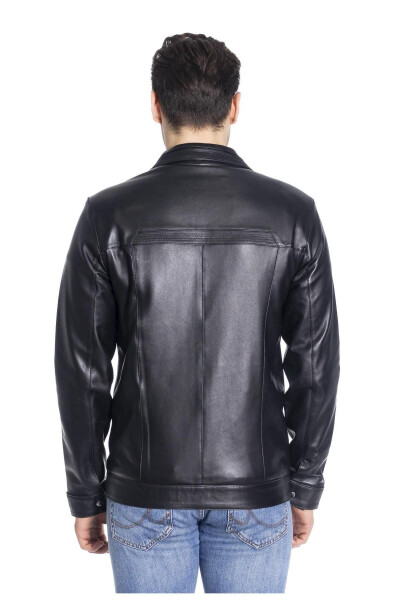 Derinss Der166 Genuine Leather Men's Black Jacket - 3