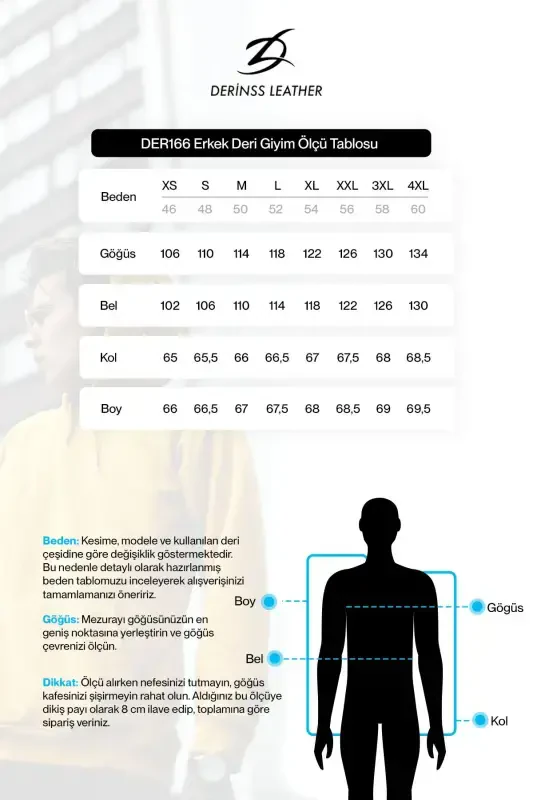 Derinss Der166 Hakiki Deri Erkek Taba Mont-TABA - 8
