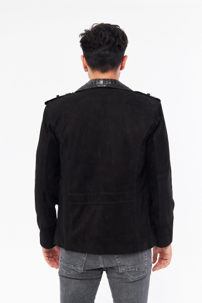 Derinss Der703p Genuine Python Embellished Genuine Leather Men's Black Jacket - 12