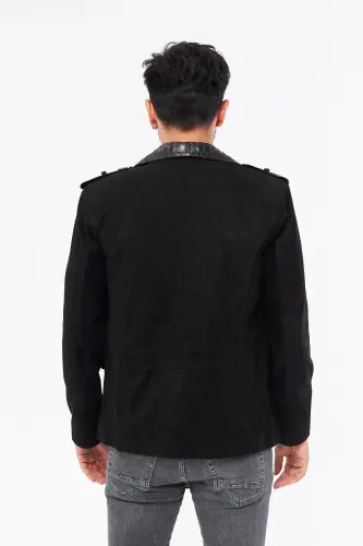 Derinss Der703p Genuine Python Embellished Genuine Leather Men's Black Jacket - 5