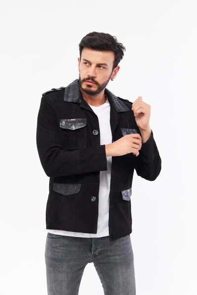 Derinss Der703p Hakiki Piton Garnili Hakiki Deri Erkek Siyah Mont - DERİNSS (1)