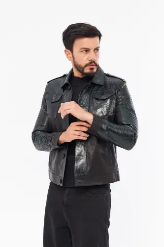 Derinss Der721p Hakiki Piton Hakiki Deri Erkek Yeşil Mont-siyah - 6